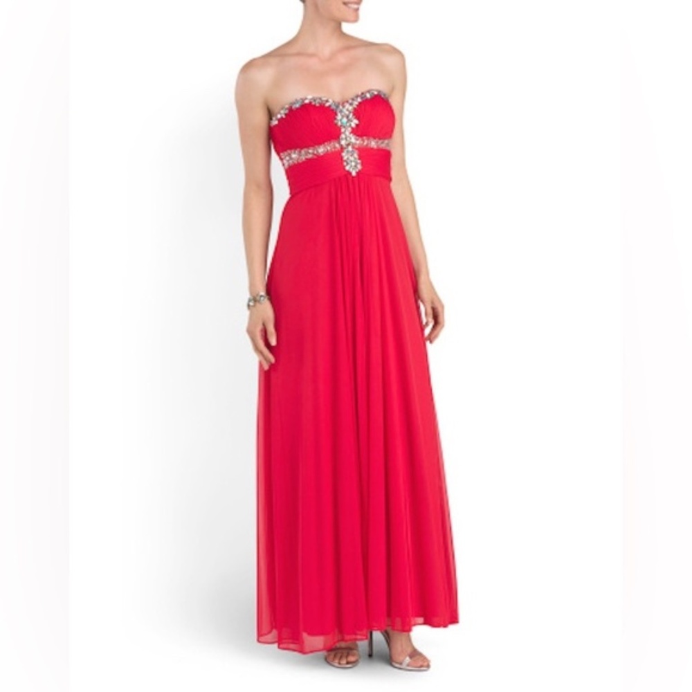 Vintage Xscape Strapless Red Dress